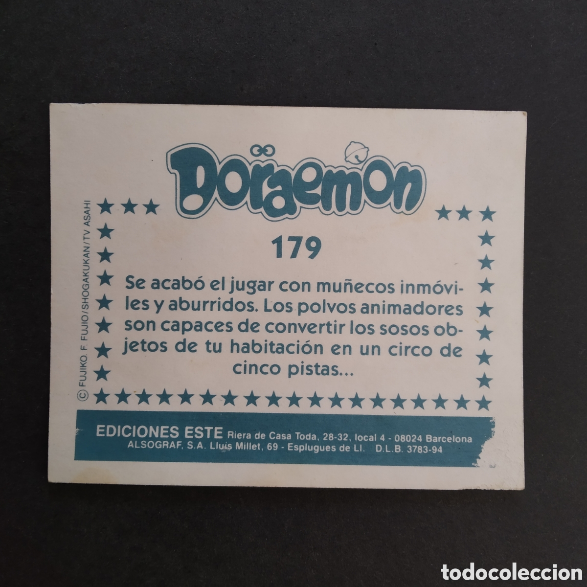 Coleccionismo cromos antiguos: CROMO - N&ordm; 179 - DORAEMON - EDICIONES ESTE - A&Ntilde;O 1994 - Foto 2