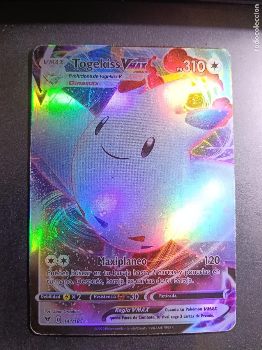 Coleccionismo cromos antiguos: CROMO CARTA TOGEKISS VMAX 141/185 MAXIPLANEO BRILLANTE POKEMON 2020