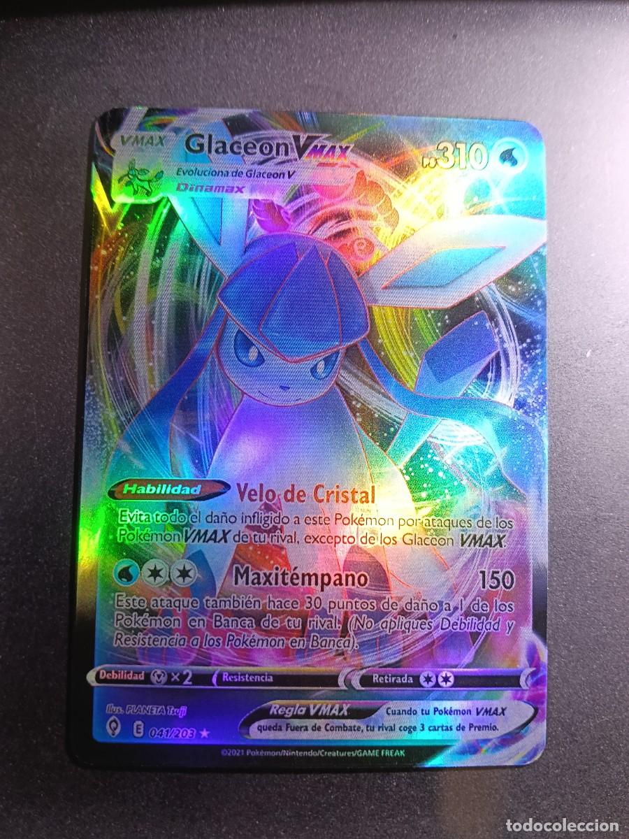 Coleccionismo cromos antiguos: CROMO CARTA GLACEON VMAX 41/203 VELO DE CRISTAL MAXITEMPANO BRILLANTE POKEMON 2021