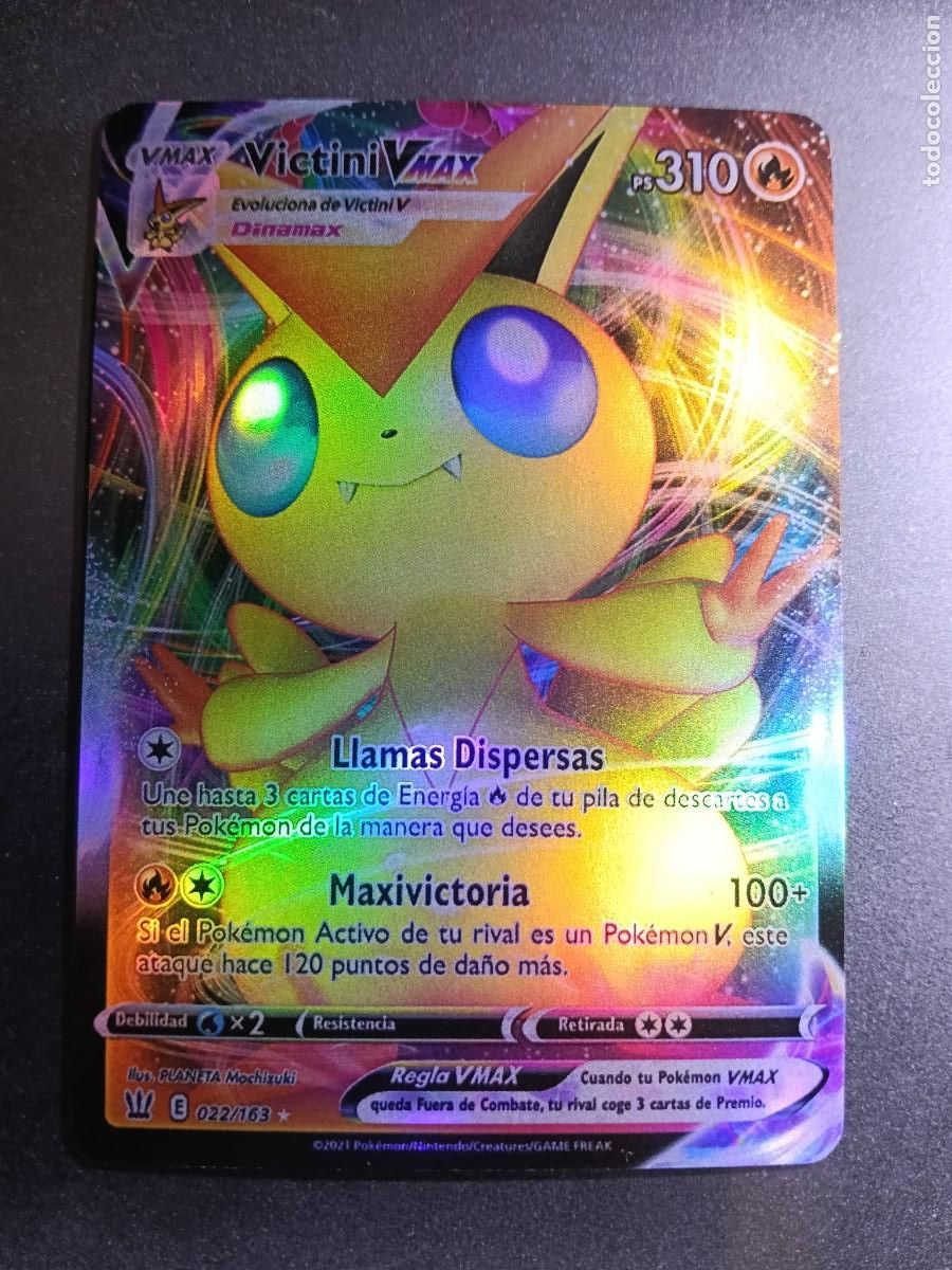 Coleccionismo cromos antiguos: CROMO CARTA VICTINI VMAX 22/163 LLAMAS DIPERSAS MAXIVICTORIA BRILLANTE POKEMON 2021