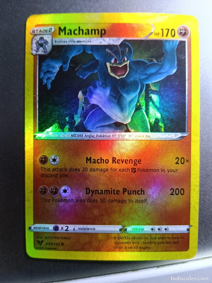 Coleccionismo cromos antiguos: CROMO CARTA MACHAMP 55/100 MACHO REVENGE DYNAMITE PUNCH BRILLANTE POKEMON 2020
