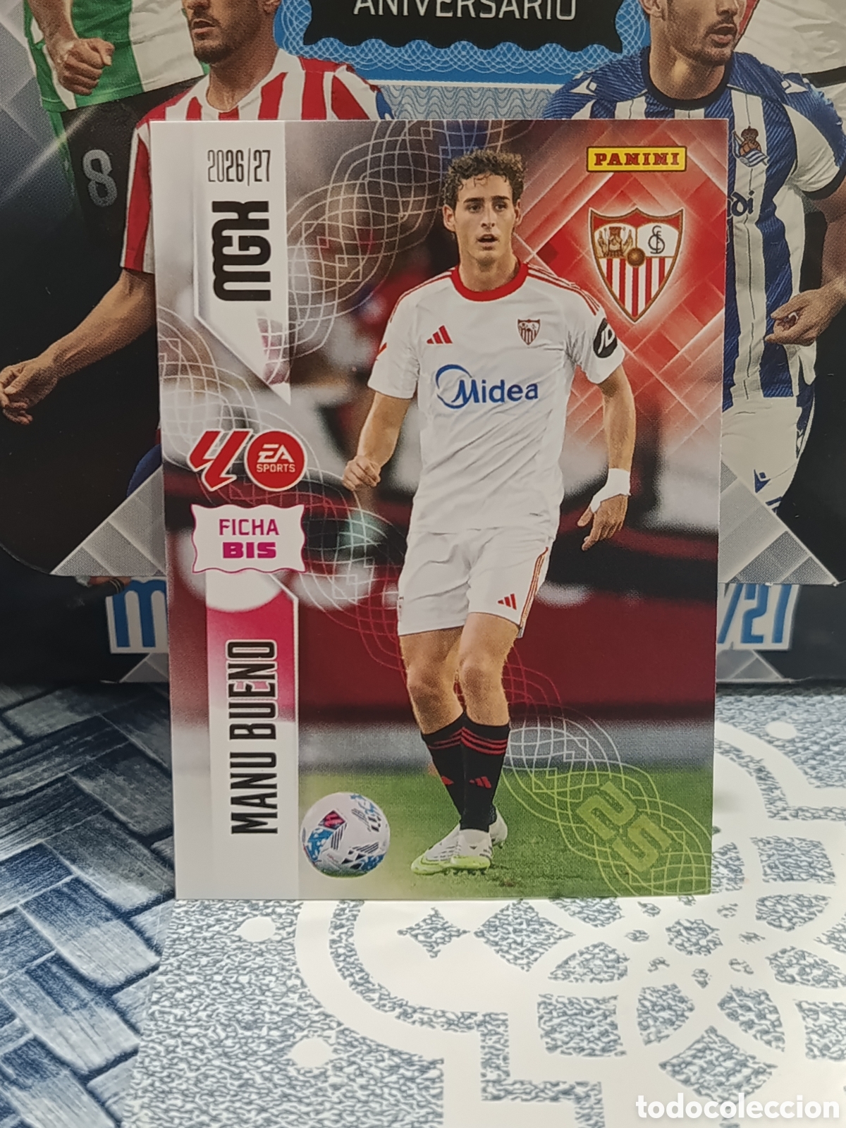 Collezionismo Figurine antiche: MANU BUENO SEVILLA N&ordm; 336 BIS FICHA BIS MGK 26 27 2026 2027 PANINI