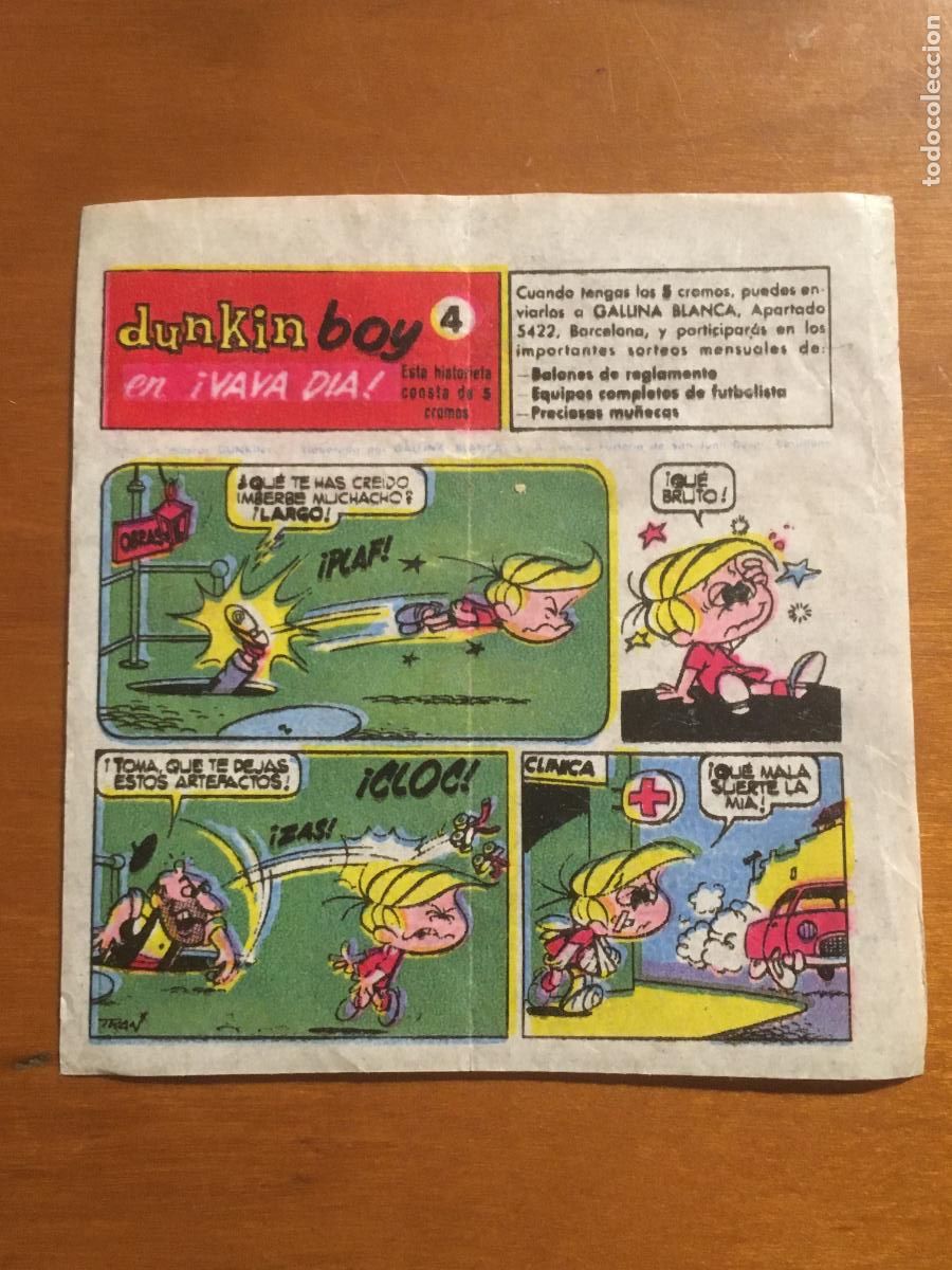 Collectionnisme Cartes &agrave; collectionner anciennes: chicle dunkin boy vaya dia n&ordm; 4 cromo original nunca pegado