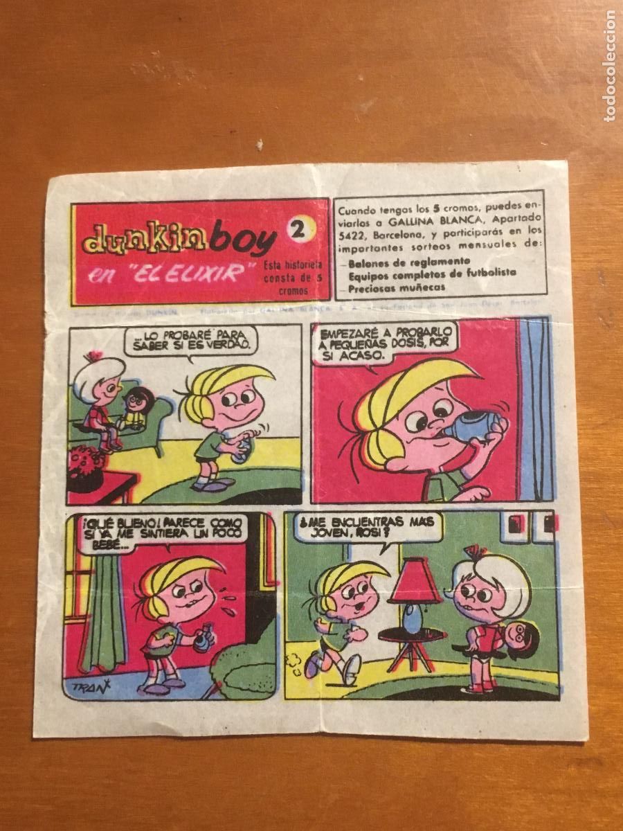 Coleccionismo cromos antiguos: chicle dunkin boy el elixir n&ordm; 2 cromo original nunca pegado - Foto 1