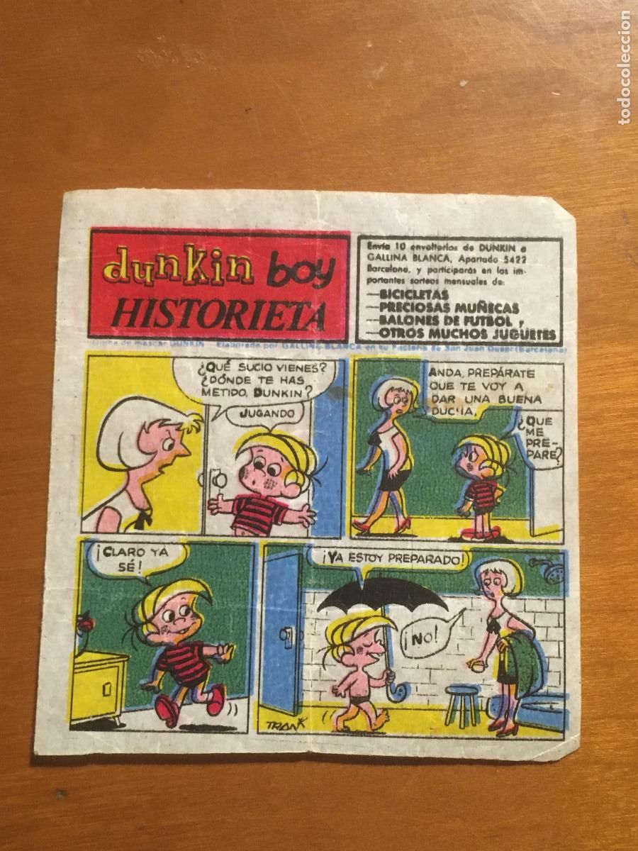 Coleccionismo cromos antiguos: chicle dunkin boy historieta cromo original nunca pegado