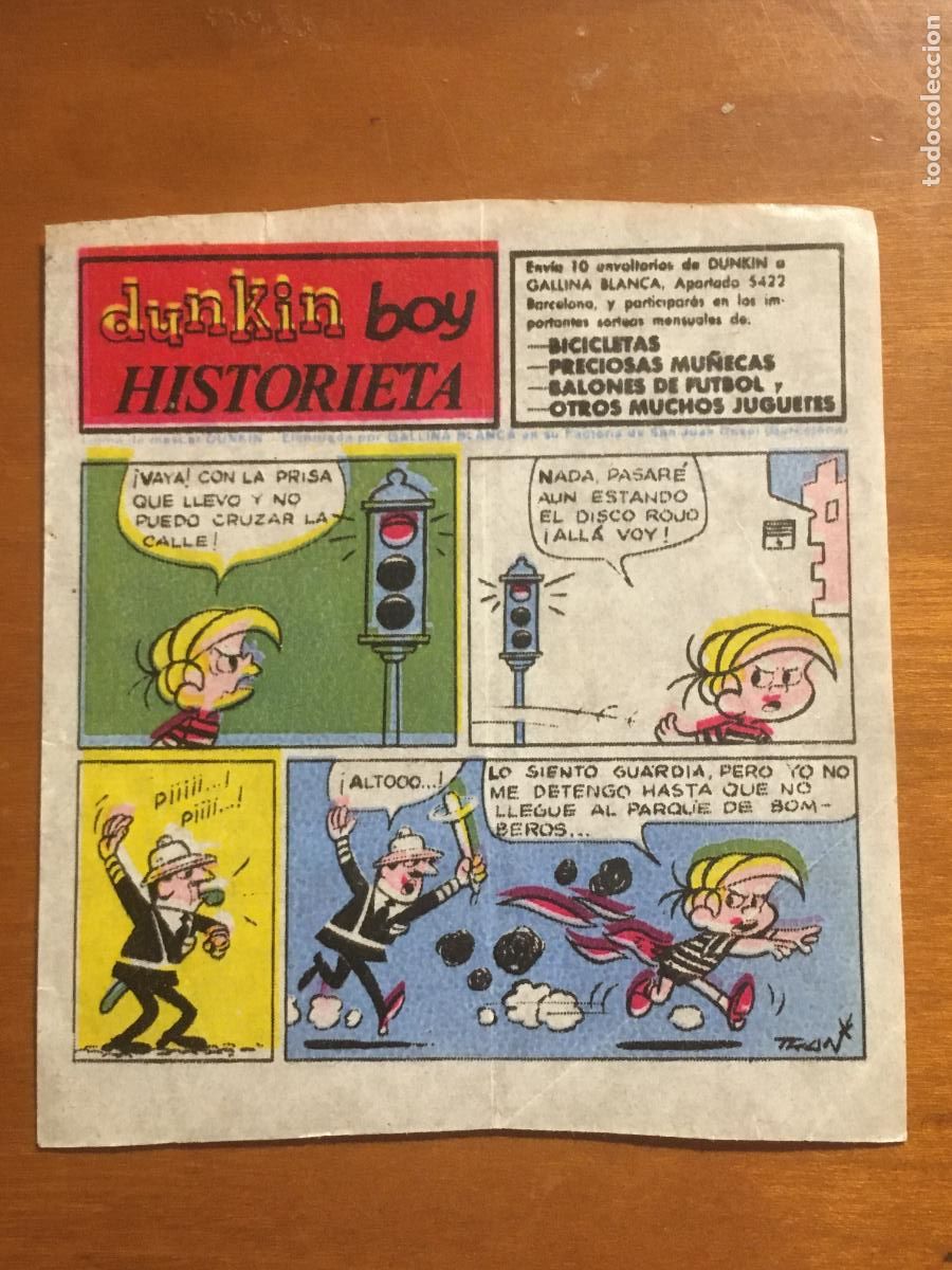 Coleccionismo cromos antiguos: chicle dunkin boy historieta cromo original nunca pegado