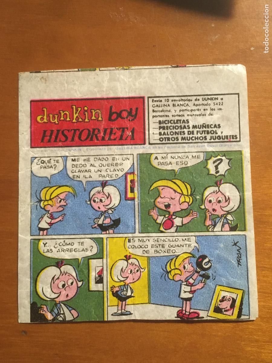 Coleccionismo cromos antiguos: chicle dunkin boy historieta cromo original nunca pegado
