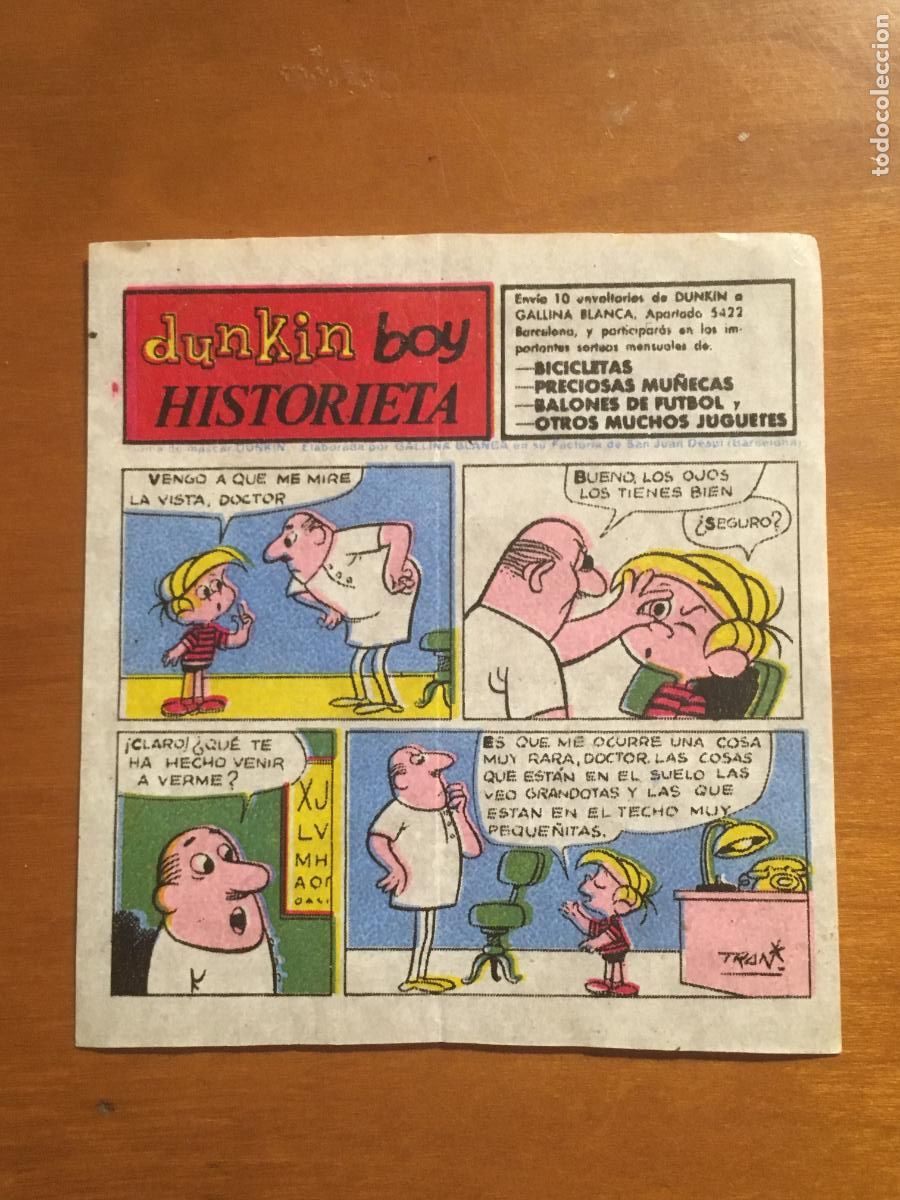 Coleccionismo cromos antiguos: chicle dunkin boy historieta cromo original nunca pegado