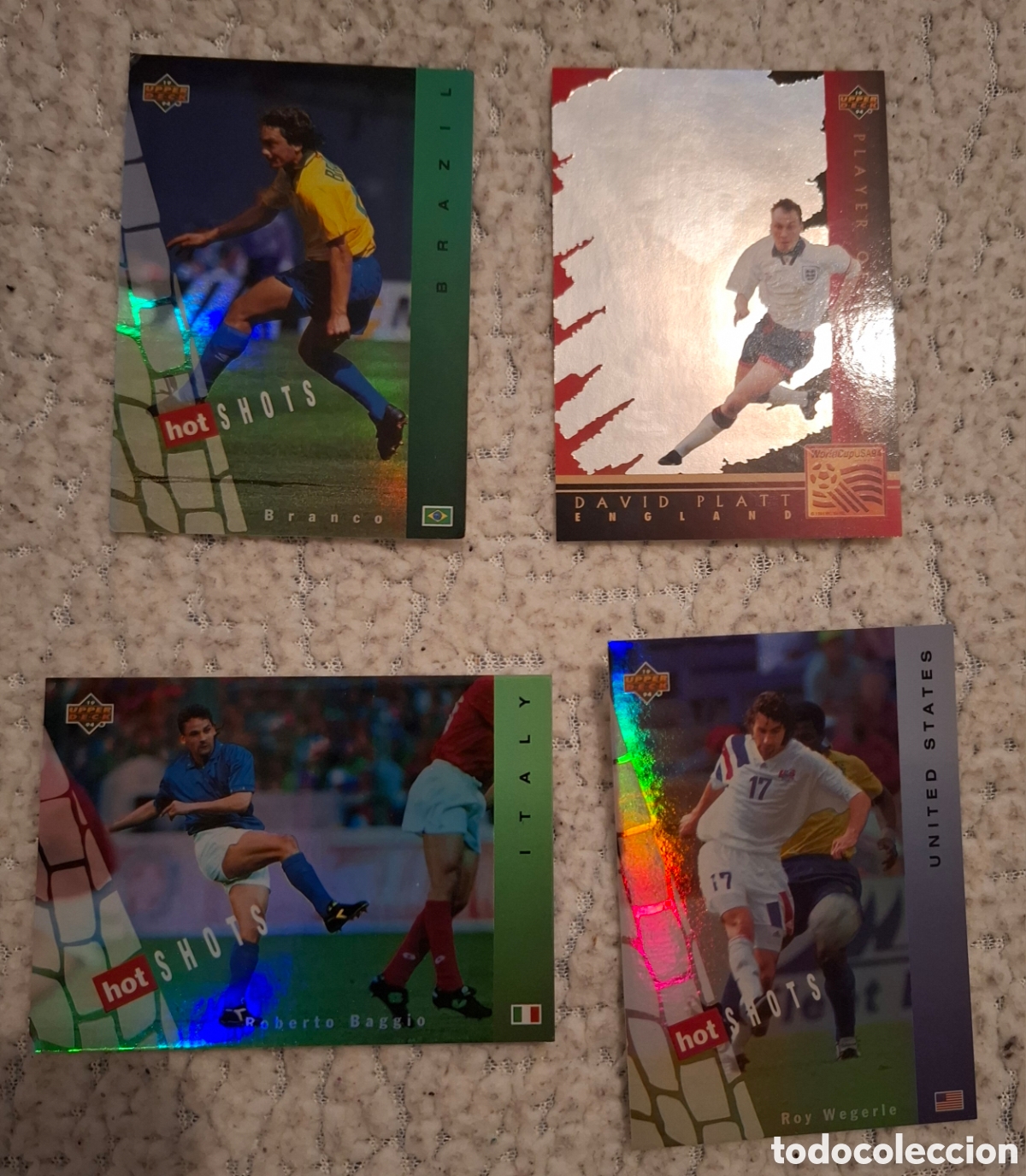 Coleccionismo cromos antiguos: 4 cartas upper deck usa 94 holograma hot shots