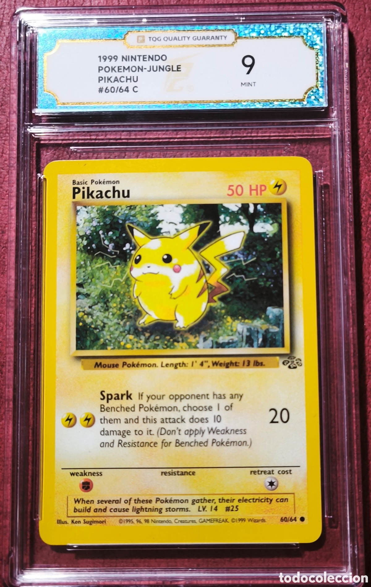 Coleccionismo cromos antiguos: Pokemon. 1999. Pikachu. Carta certificada. Grado 9