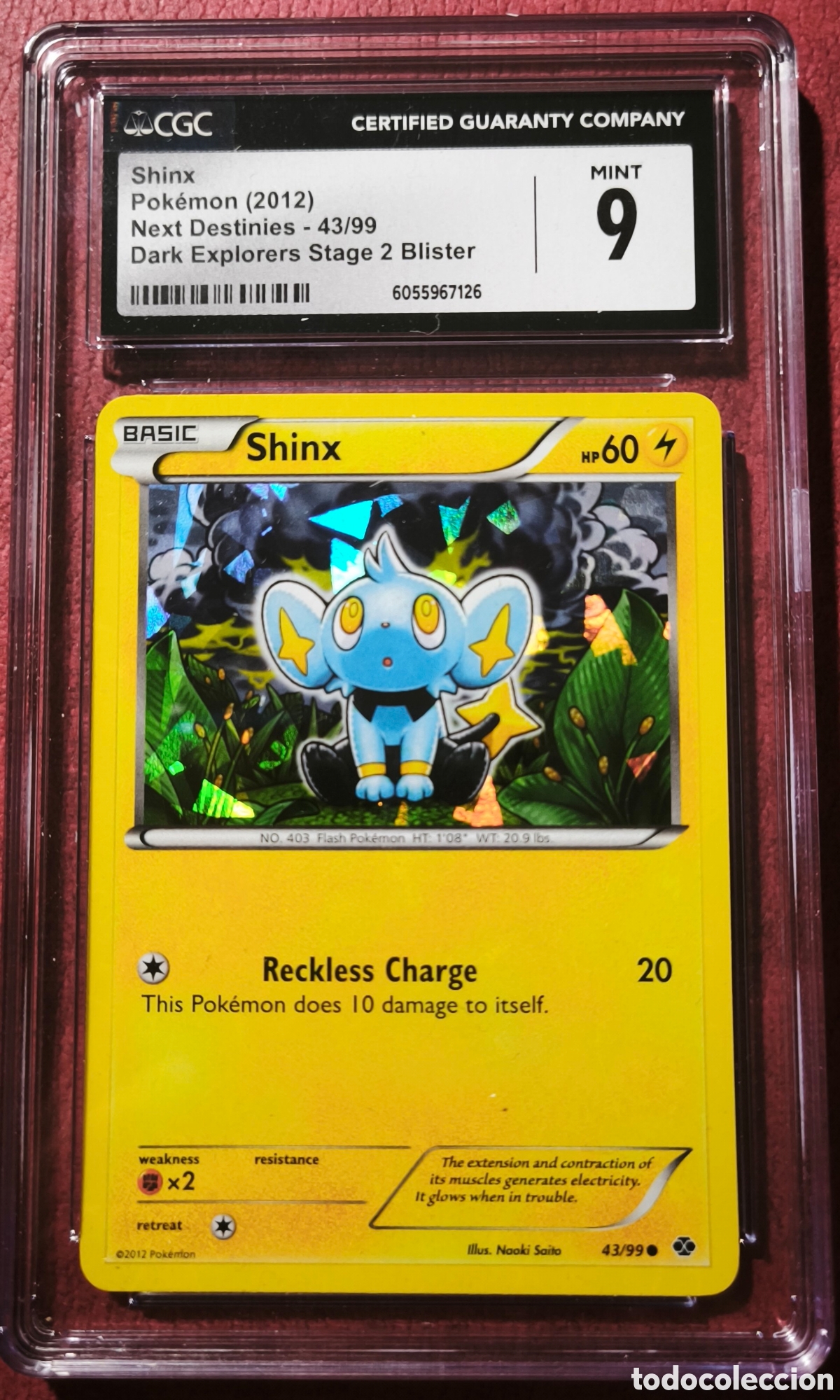 Coleccionismo cromos antiguos: Pokemon. 2012. SHINX. Carta certificada. Grado 9