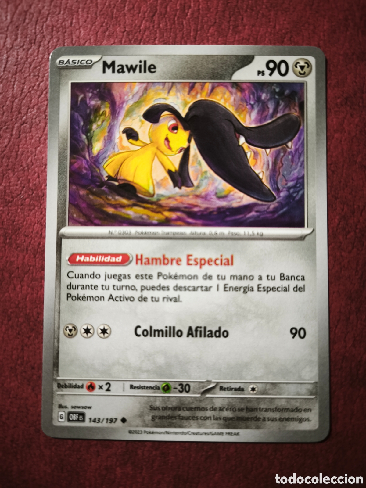 Coleccionismo cromos antiguos: Pokemon. 2023. Mawile #143/197. Espa&ntilde;ol