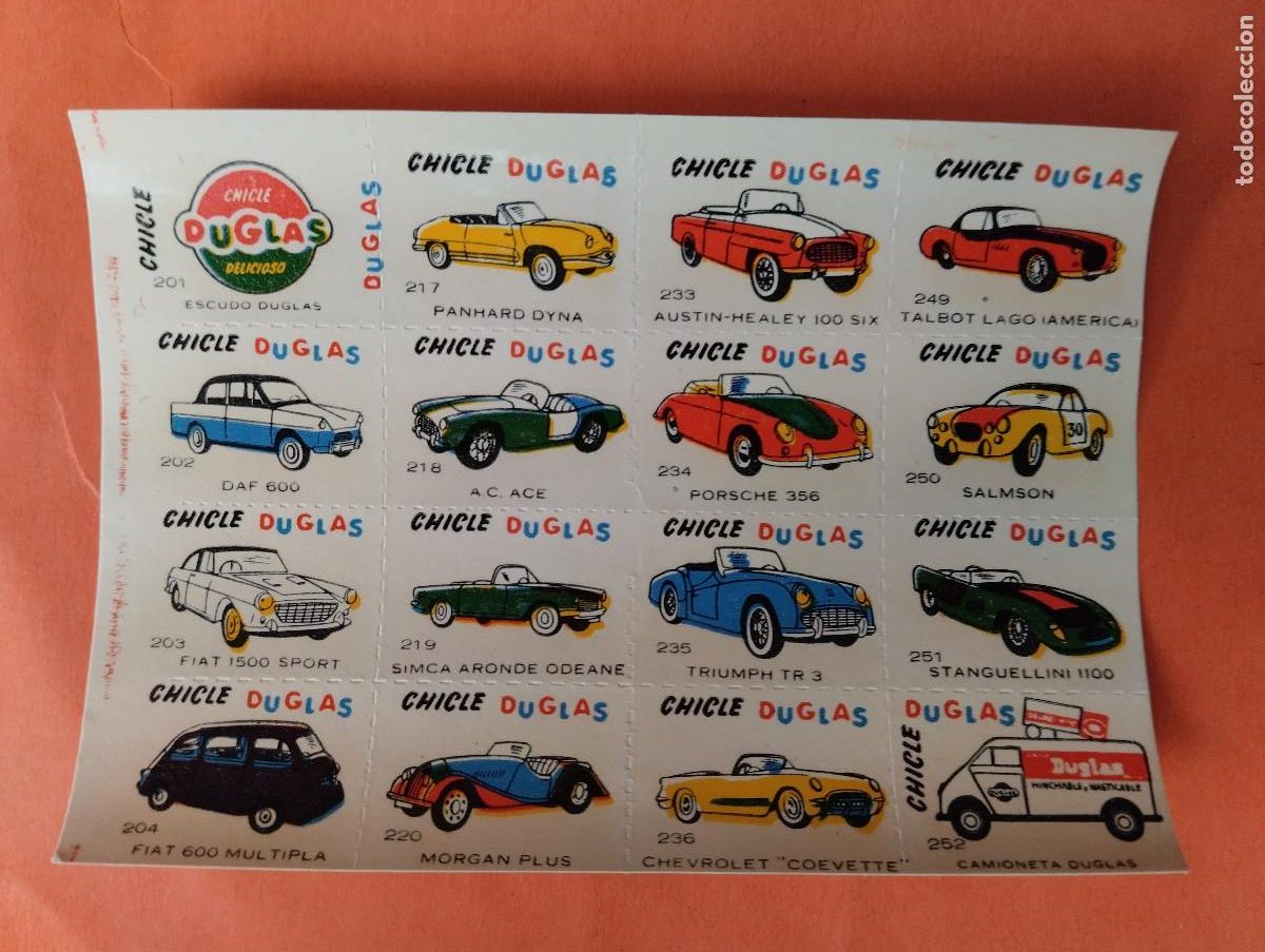 Coleccionismo cromos antiguos: CHICLE DUGLAS CHICLES DOUGLAS CROMOS CALCOMANIAS AUTOMOVILES COCHES A&Ntilde;OS 1950&rsquo;s 1960&rsquo;s