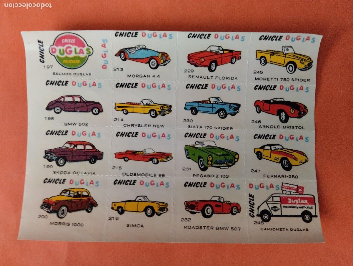 Coleccionismo cromos antiguos: CHICLE DUGLAS CHICLES DOUGLAS CROMOS CALCOMANIAS AUTOMOVILES COCHES A&Ntilde;OS 1950&rsquo;s 1960&rsquo;s