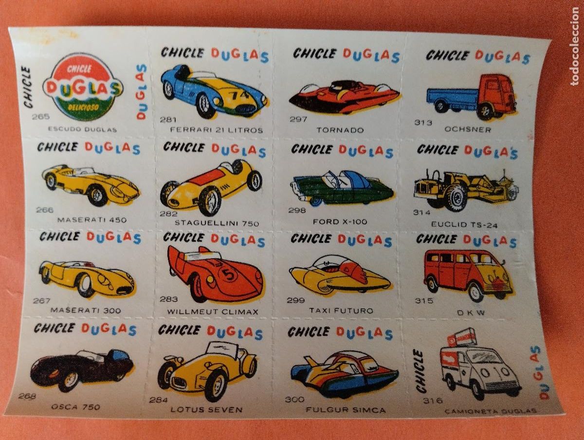 Coleccionismo cromos antiguos: CHICLE DUGLAS CHICLES DOUGLAS CROMOS CALCOMANIAS AUTOMOVILES COCHES A&Ntilde;OS 1950&rsquo;s 1960&rsquo;s