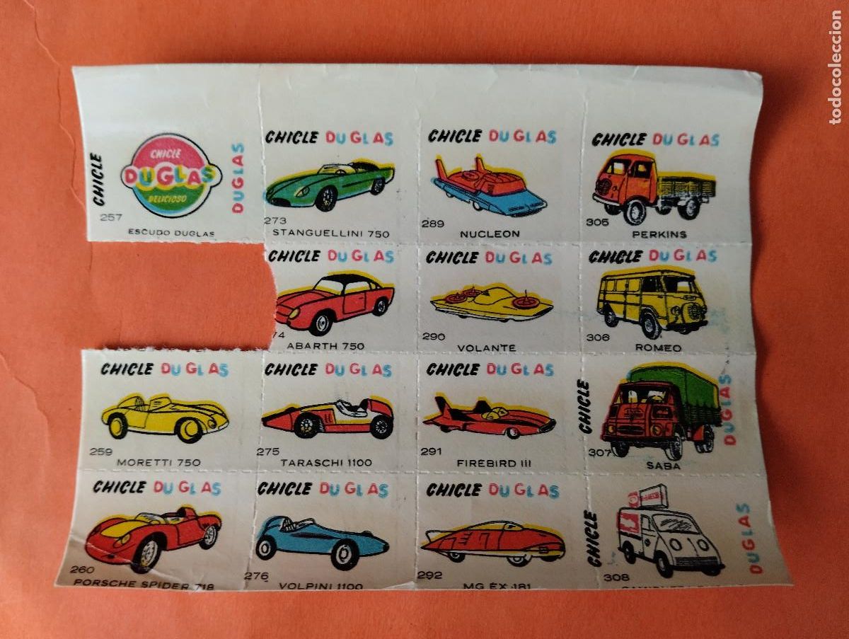 Coleccionismo cromos antiguos: CHICLE DUGLAS CHICLES DOUGLAS CROMOS CALCOMANIAS AUTOMOVILES COCHES FALTA 1 A&Ntilde;OS 1950&rsquo;s 1960&rsquo;s