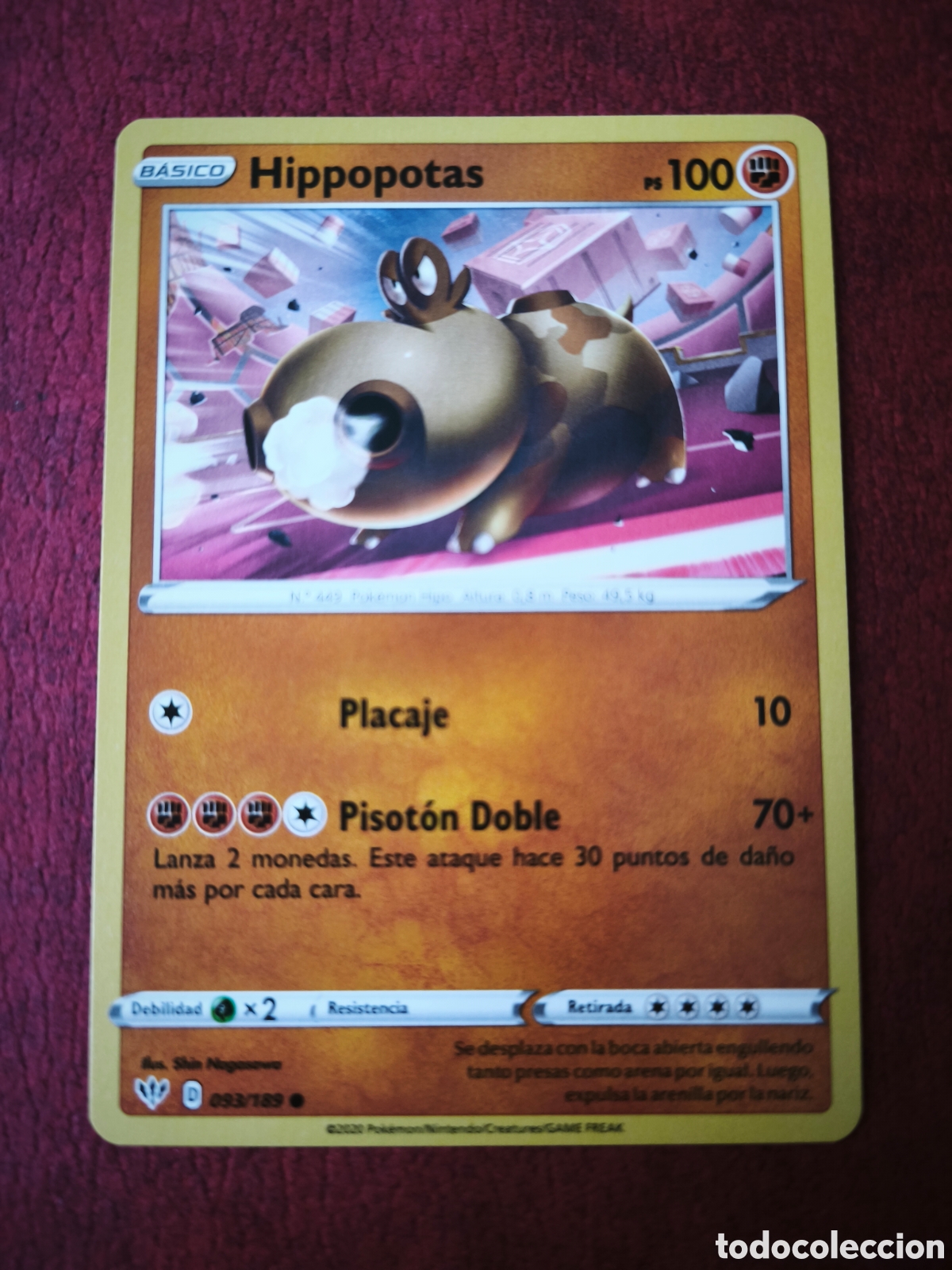 Coleccionismo cromos antiguos: Pokemon. 2020. Hippopotas #93/189. Espa&ntilde;ol
