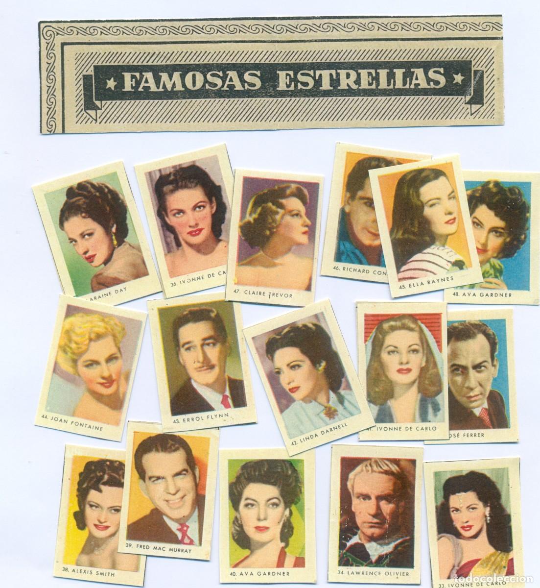 Coleccionismo cromos antiguos: LOTE 16 CROMOS DE ARTISTAS DE CINE DE LA COLECCION FAMOSAS ESTRELLAS. FACSIMIL