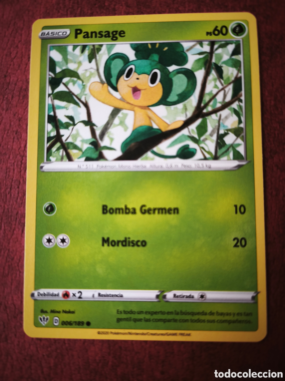 Coleccionismo cromos antiguos: Pokemon. 2020. Pansage #6/189. Espa&ntilde;ol