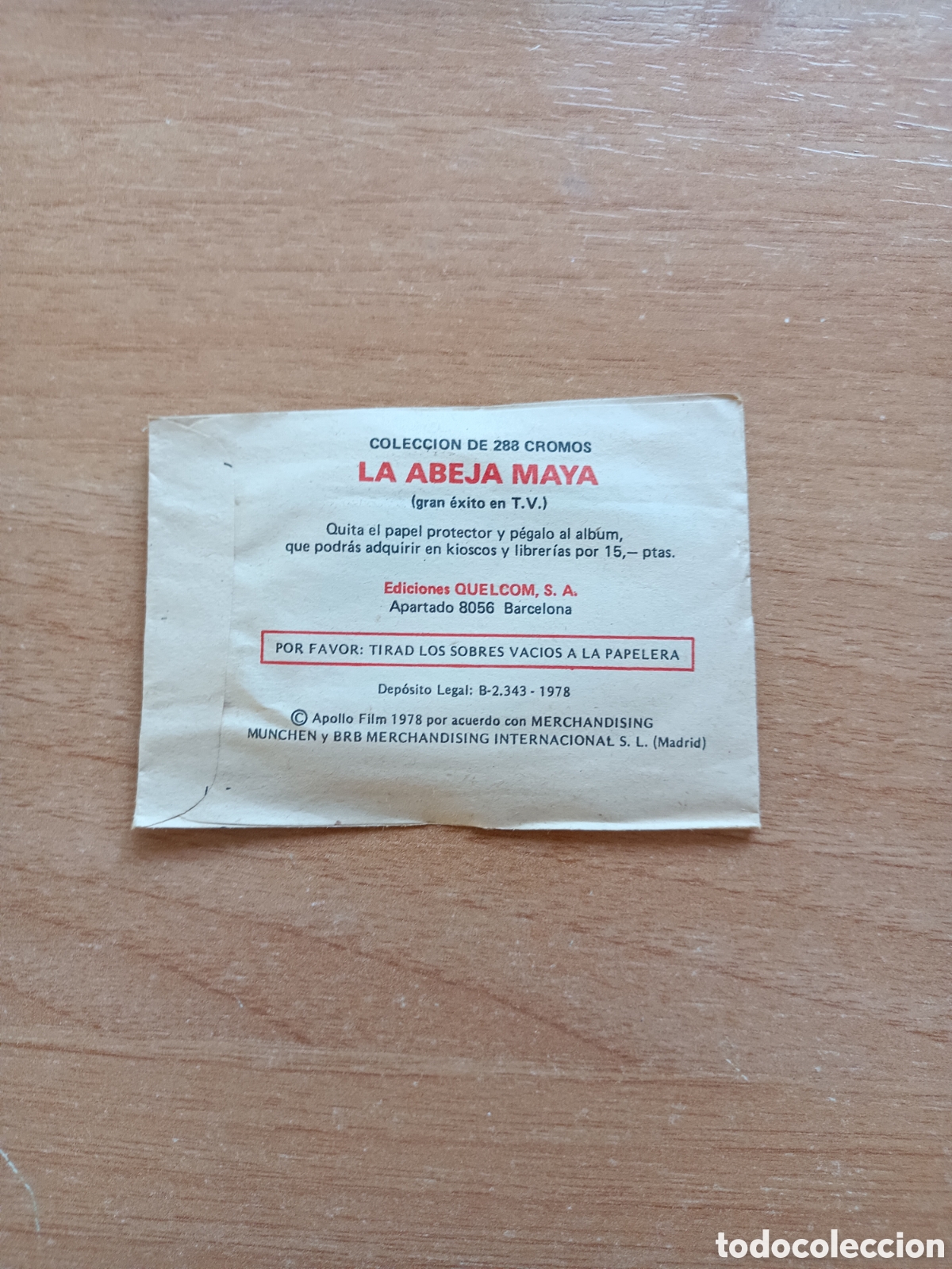 Coleccionismo cromos antiguos: Sobre sin abrir ABEJA MAYA Quelcom 1978 - Foto 2