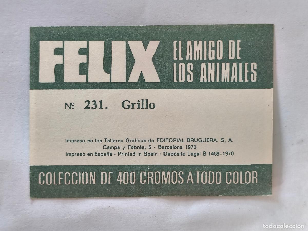 Coleccionismo cromos antiguos: FELIX EL AMIGO DE LOS ANIMALES - 231 GRILLO - ( Nunca Pegado ) - Foto 2
