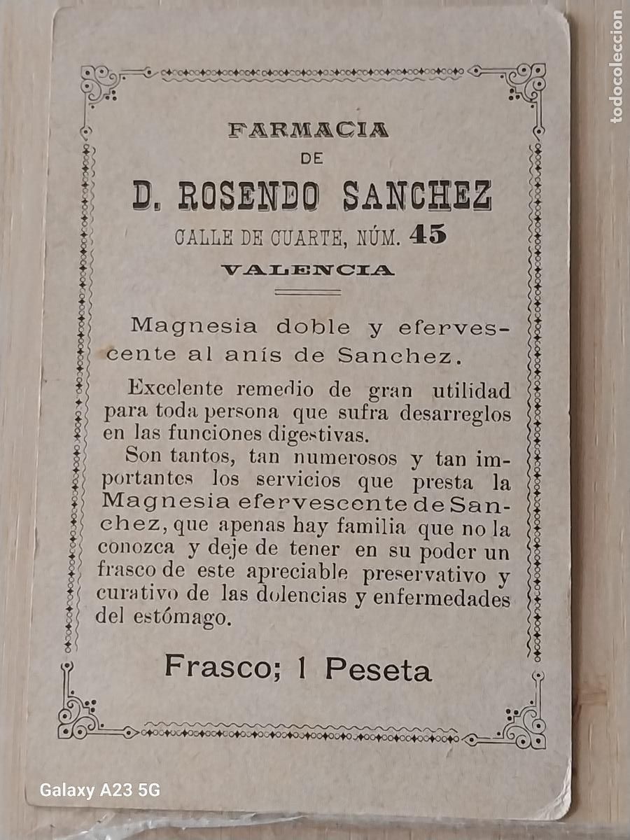 Coleccionismo cromos antiguos: FARMACIA ROSENDO SANCHEZ VALENCIA CROMO PUBLI PPOS SXX 10.8X6.9CMS ILUSTRACION VELEROS