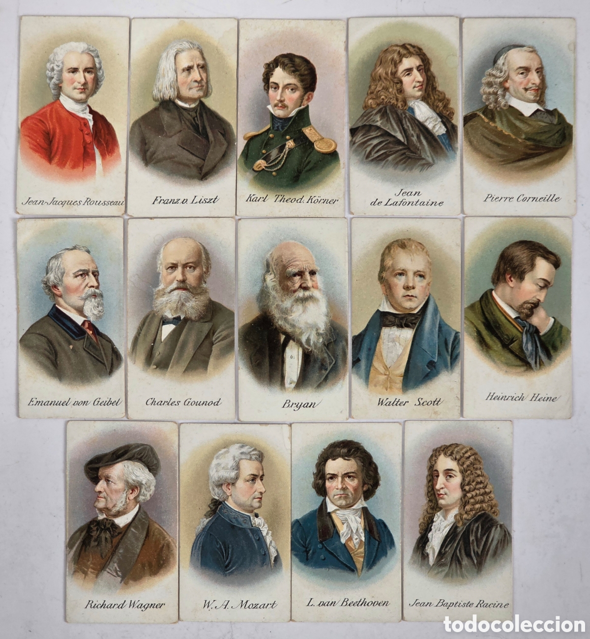 Sammeln alte Sammelbilder: 14 Antiguos Cromos M&uacute;sico Chocolate Evaristo Juncosa Cacao M&uacute;sica Compositor Wagner Mozart Beethoven