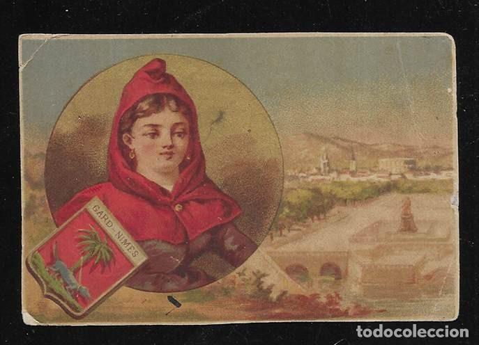 Coleccionismo cromos antiguos: Cromo. 1880-1890 Gard 30 NIMES Crocodile Coiffe Blason. sin publicidad