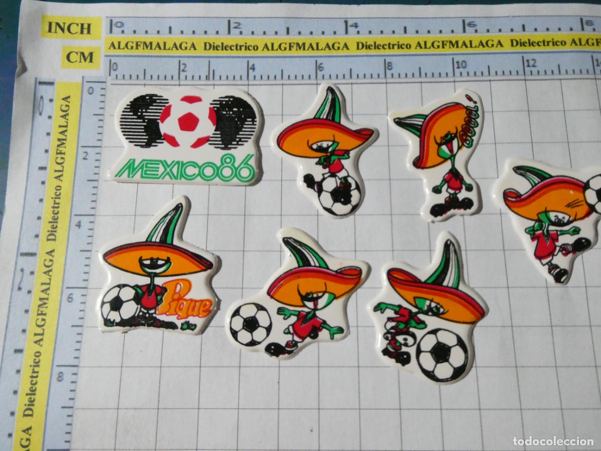 Coleccionismo cromos antiguos: 7 CROMOS CROMITOS PASTELITOS CHOCOLATINAS CHICLES. MUNDIAL MEXICO 86 1986 PIQUE MASCOTA RELIEVE