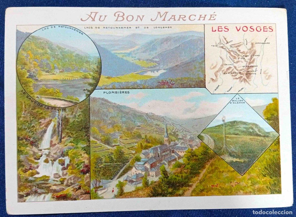 Collectable Antique Stickers: CROMO. LES VOSGES. LOS VOSGOS. REGI&Oacute;N DE FRANCIA. REGALO DE AU BON MARCH&Eacute;.