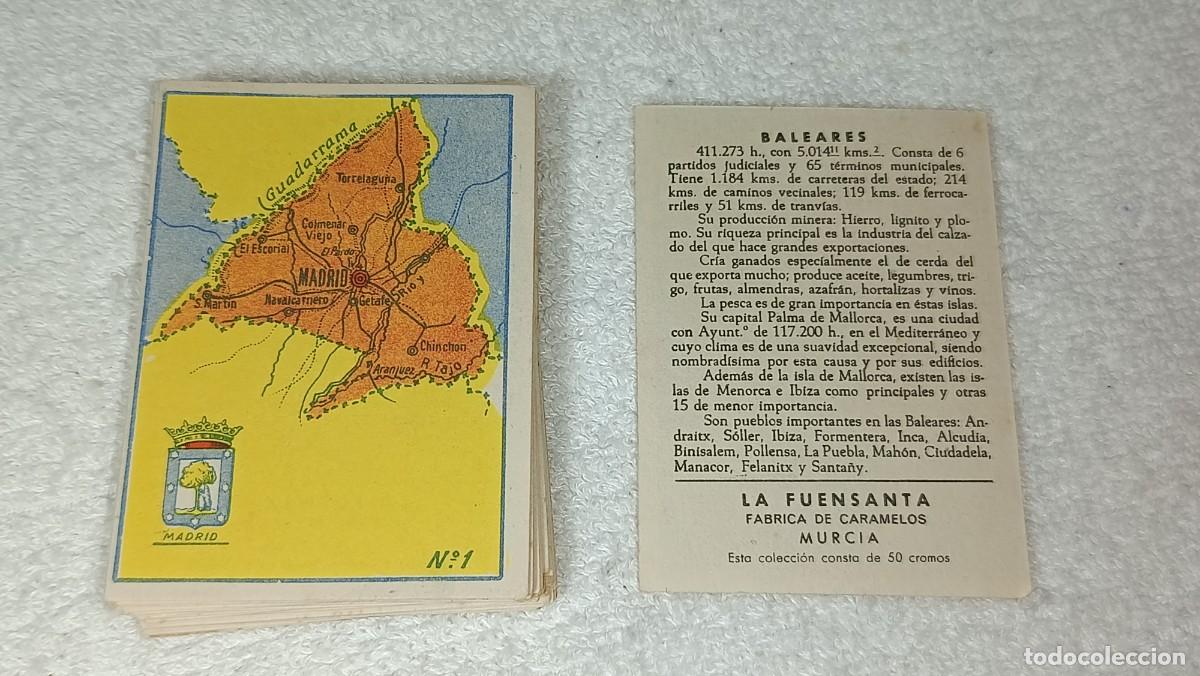 Coleccionismo cromos antiguos: ANTIGUO LOTE DE 46 CROMOS DE 50 PROVINCIAS DE ESPA&Ntilde;A CARAMELOS FUENSANTA MURCIA A&Ntilde;OS 40 - 50