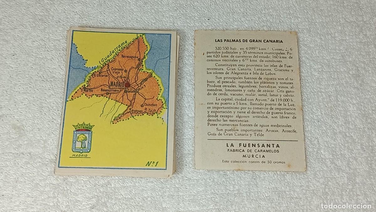 Coleccionismo cromos antiguos: ANTIGUO LOTE DE 17 CROMOS DE 50 PROVINCIAS DE ESPA&Ntilde;A CARAMELOS FUENSANTA MURCIA A&Ntilde;OS 40 - 50