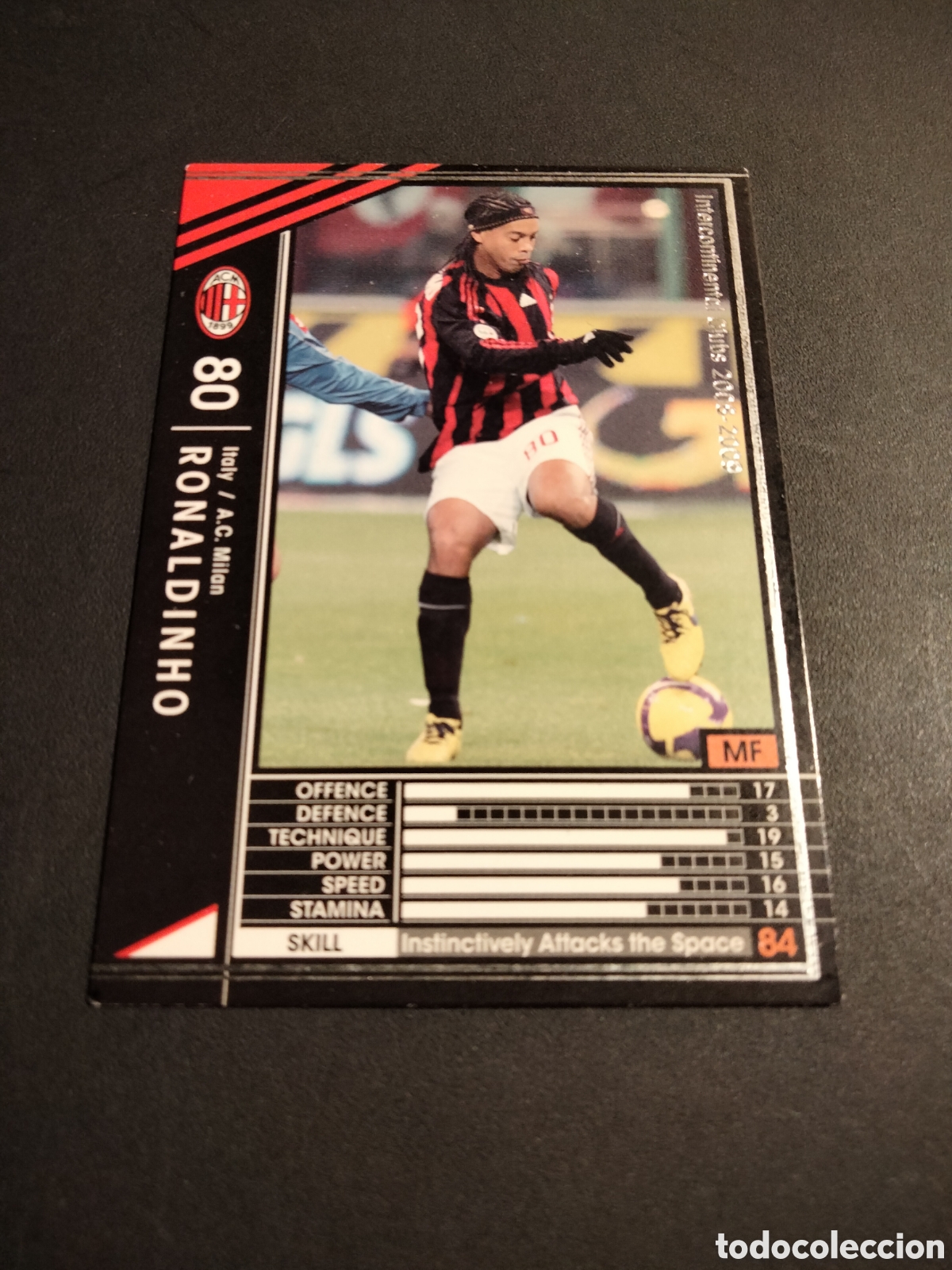 Coleccionismo cromos antiguos: RONALDINHO A.C.MILAN WCCF 2008-09 PANINI VERSION JAPONESA