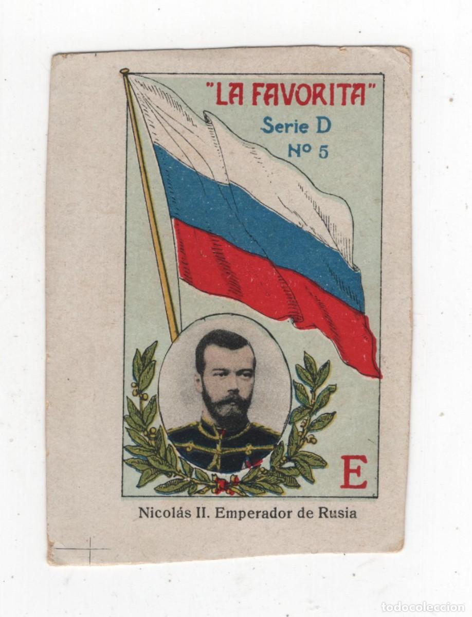 Coleccionismo cromos antiguos: LA FAVORITAANTIGUO CROMO (CARTON) DOS CARAS (VER) NICOLAS II EMPERADOR DE RUSIA MAPA EN REVERSO