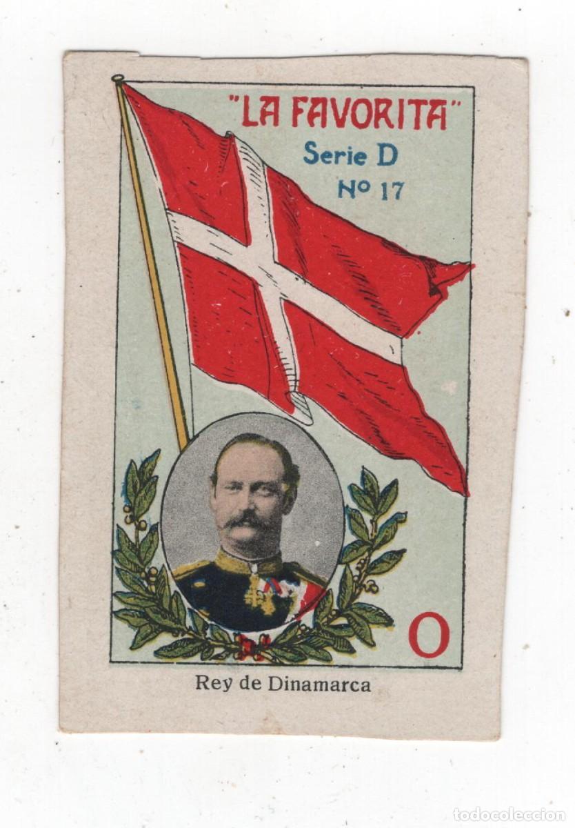 Coleccionismo cromos antiguos: LA FAVORITA ANTIGUO CROMO (CARTON) DOS CARAS (VER) REY DE DINAMARCA MAPA EN REVERSO