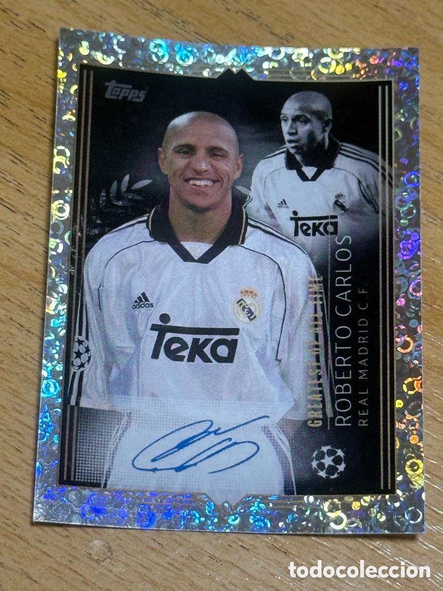 Sammeln alte Sammelbilder: Roberto Carlos auto Serigrafiado Topps Champions