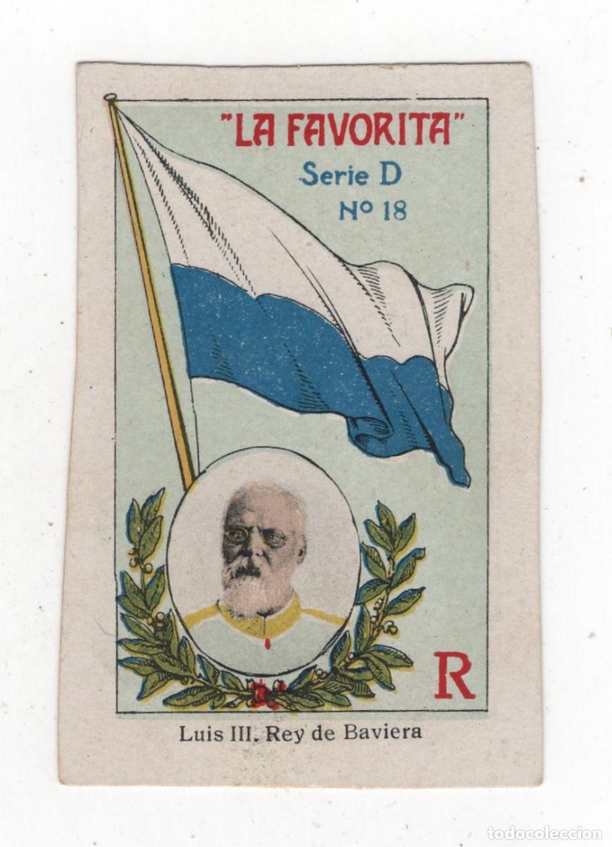 Coleccionismo cromos antiguos: LA FAVORITA ANTIGUO CROMO (CARTON) DOS CARAS (VER) LUIS III REY DE BAVIERA MAPA EN REVERSO