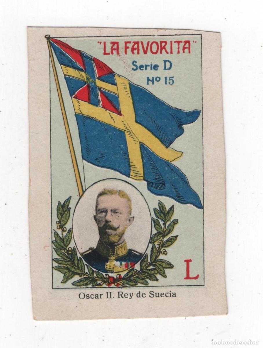 Collectionnisme Cartes &agrave; collectionner anciennes: LA FAVORITA ANTIGUO CROMO (CARTON) DOS CARAS (VER) OSCAR II REY DE SUECIA MAPA EN REVERSO