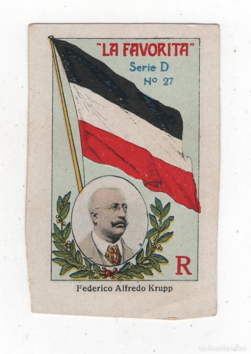 Coleccionismo cromos antiguos: LA FAVORITA ANTIGUO CROMO (CARTON) DOS CARAS (VER) FEDERICO ALFREDO KRUPP MAPA EN REVERSO