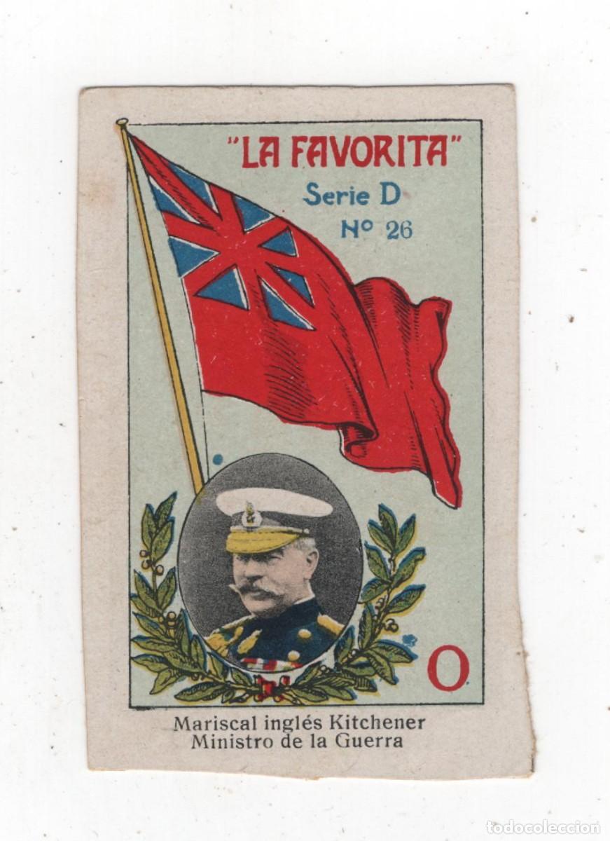 Coleccionismo cromos antiguos: LA FAVORITA ANTIGUO CROMO (CARTON) MARISCAL INGLES KITCHENER MINISTRO DE LA GUERRA MAPA EN REVERSO