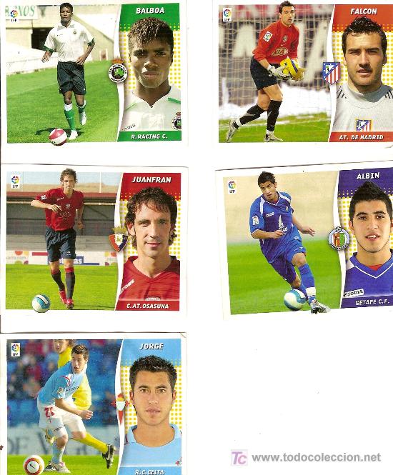 Figurine di Calcio: 5 cromos adhesivos de la Liga 2006-2007. Ediciones Este.
