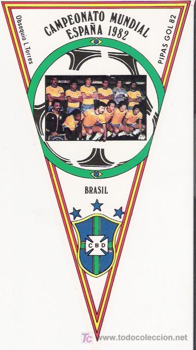 Cromos de f&uacute;tbol: CAMPEONATO MUNDIAL DE ESPA&Ntilde;A 1982-- SELECCI&Oacute;N DE BRASIL--Son cromos con forma de banderin, de papel