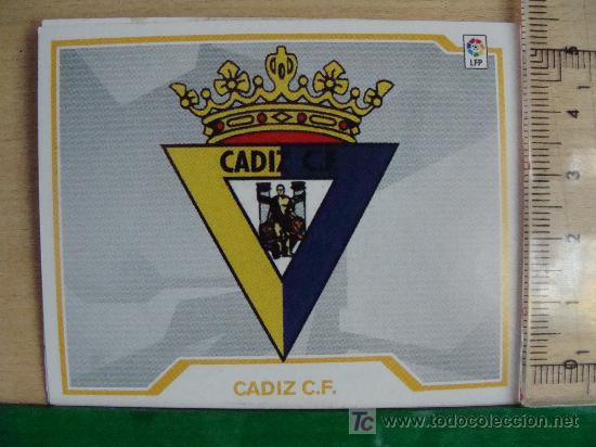 Football Stickers: CROMO DEL ESCUDO DEL C&Aacute;DIZ CLUB DE F&Uacute;TBOL. LIGA ESPA&Ntilde;OLA. EDICIONES ESTE. TEMPORADA 2007-2008.