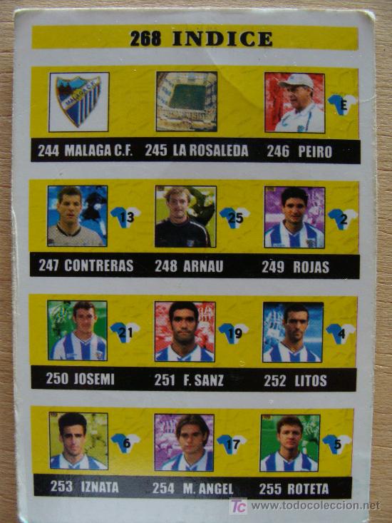 Cartes &agrave; collectionner de Football: FICHA DE LA LIGA 2003. N&ordm; 268  // INDICE // M&Aacute;LAGA CLUB DE F&Uacute;TBOL // MC MUNDI CROMO SPORT