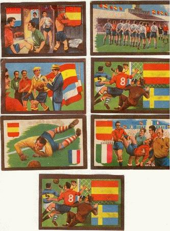 Cromos de f&uacute;tbol: (1064-F)FUTBOL CROMOS DE CHOCOLATES TUPINAMBA PARTIDOS INTERNACIONALES SERIE A 3 EUROS UD.A&Ntilde;O 1950