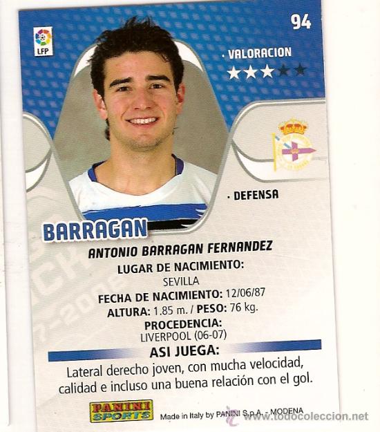 Football Stickers: MEGA CRACKS 2007-08 N&ordm; 94 R C DEPORTIVO BARRAGAN ED PANINI
