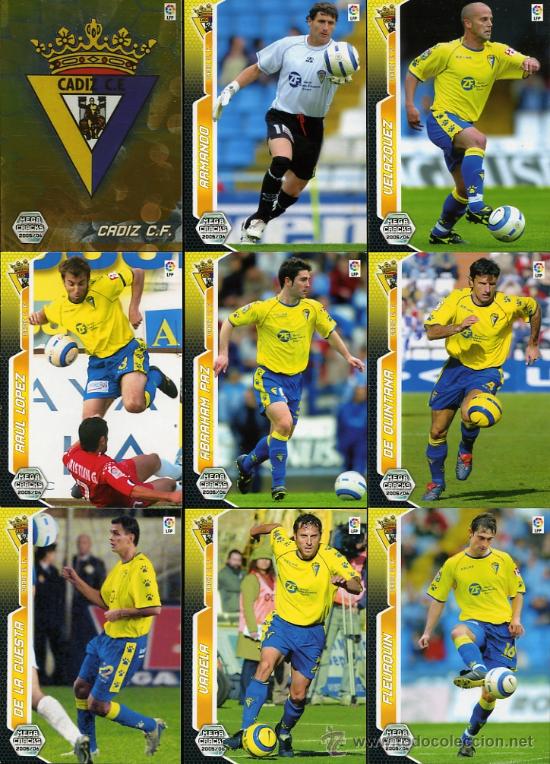 Cromos de f&uacute;tbol: Mega-Cracks 2005-2006. Panini. 18 cromos del C&aacute;diz Club de Futbol. Ver foto adjunta