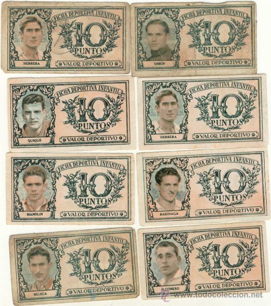Cromos de F&uacute;tbol: (2621-F)CROMOS FUTBOL DE 10 PUNTOS MONEDERO DEPORTIVO INFANTIL LIGA 1952-53