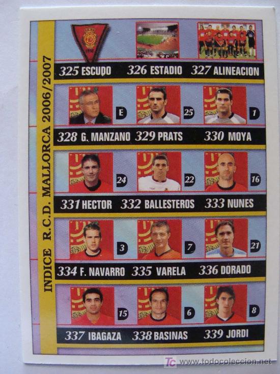 Fu&szlig;ball-Sticker: FICHA DE LA LIGA 2006 - 2007.MALLORCA EQUIPO MUNDI CROMO.