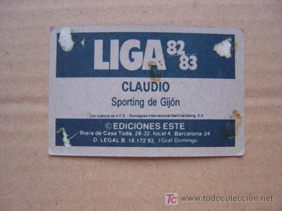 Cromos de f&uacute;tbol: CLAUDIO - SPORTING DE GIJON - EDICIONES ESTE 1982-83 - BAJA - Foto 2